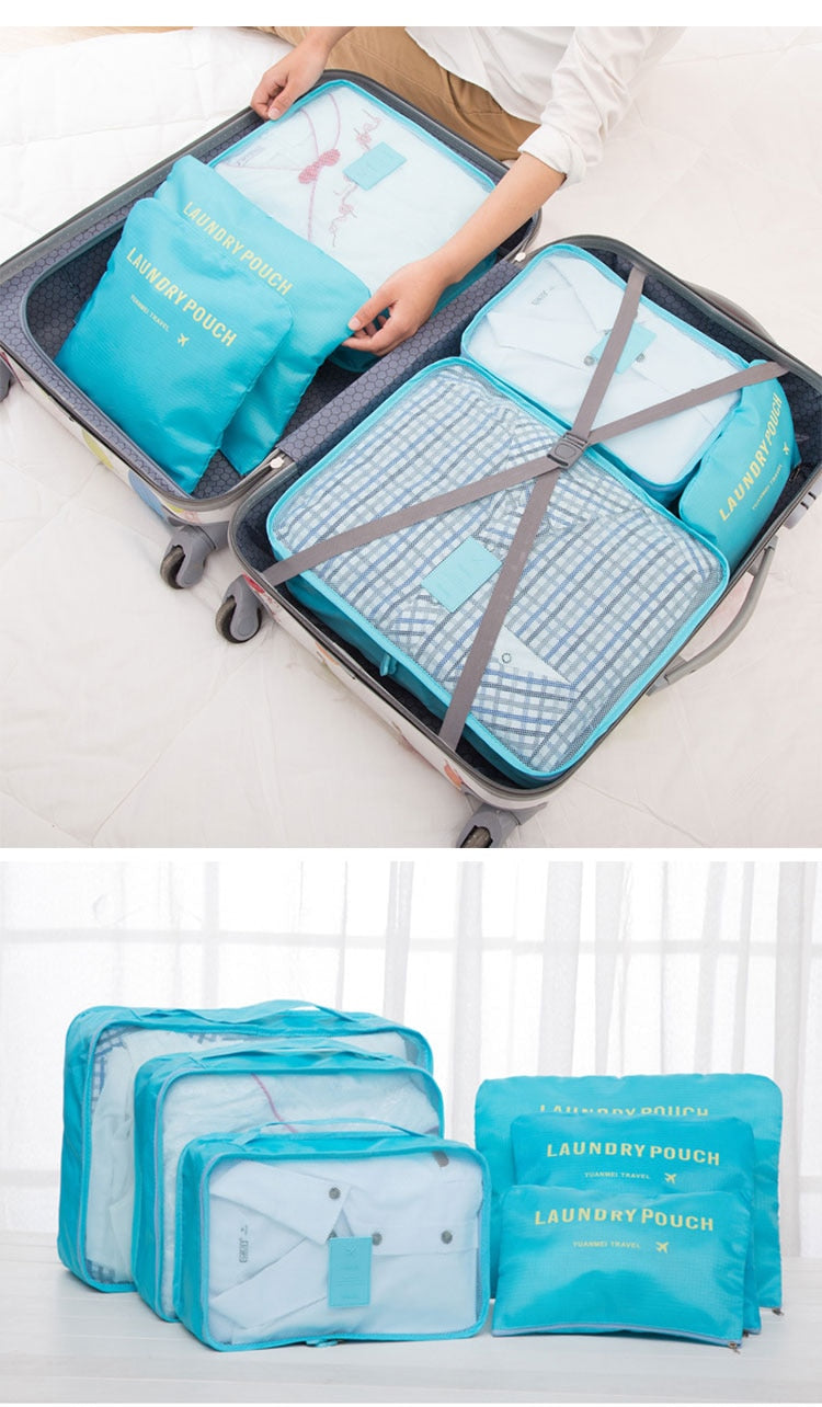 6PCS Packing Travel Storage Bag Set Portable Luggage Suitcase