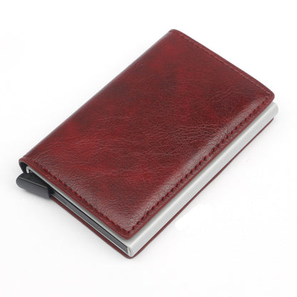 Male Metal Card Holder RFID Aluminium Alloy Credit Card Holder PU Leather Wallet Antitheft Automatic RFID Wallet