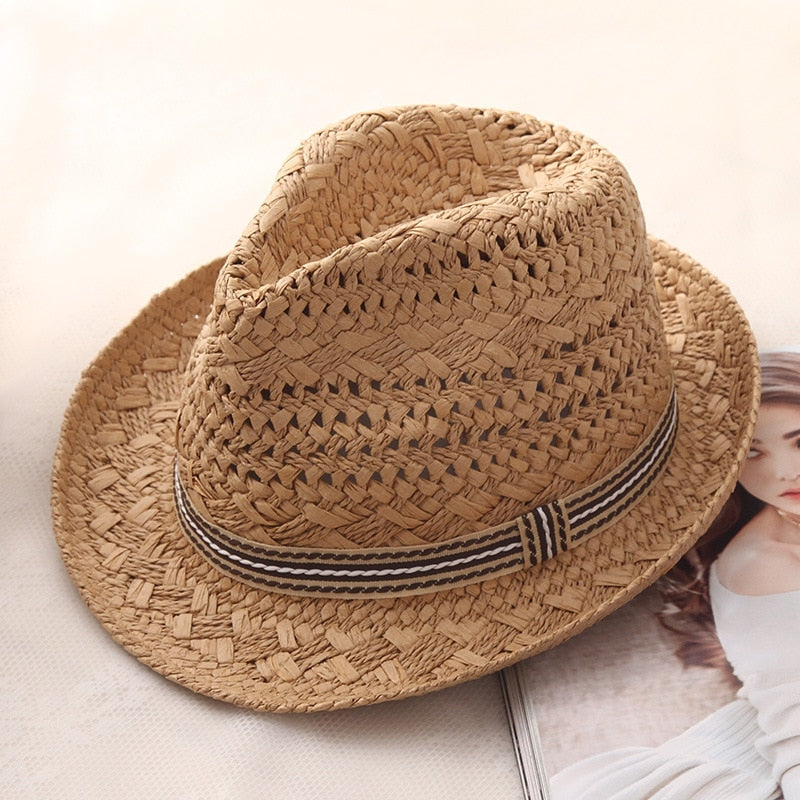 Summer Straw Hat For Women Weaving Sweet Retro Kid Sun Hat Beach Panama Parent-child Hat Chapeu Feminino Fedoras Girl Straw Hat