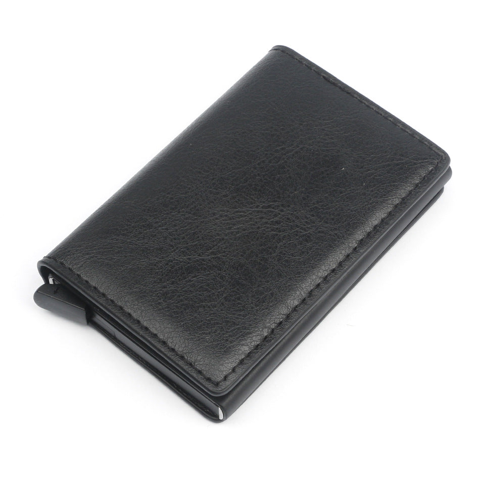 Male Metal Card Holder RFID Aluminium Alloy Credit Card Holder PU Leather Wallet Antitheft Automatic RFID Wallet