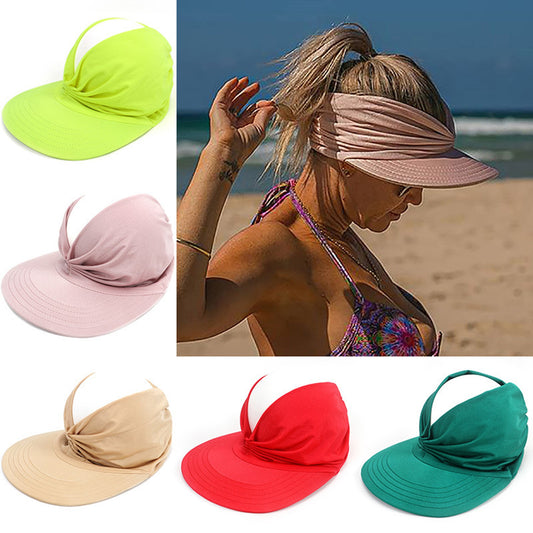 Summer Hat women's Sun Visor Sun Hat Anti-ultraviolet Elastic Hollow Top Hat