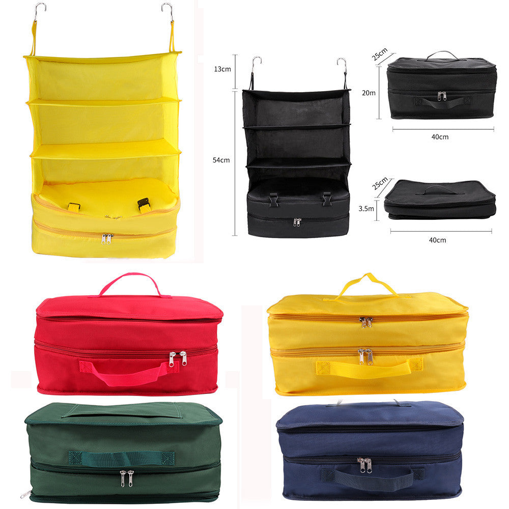 Multifunctional Clothing Storage Bag - Portable Luggage System - 3 Shelves