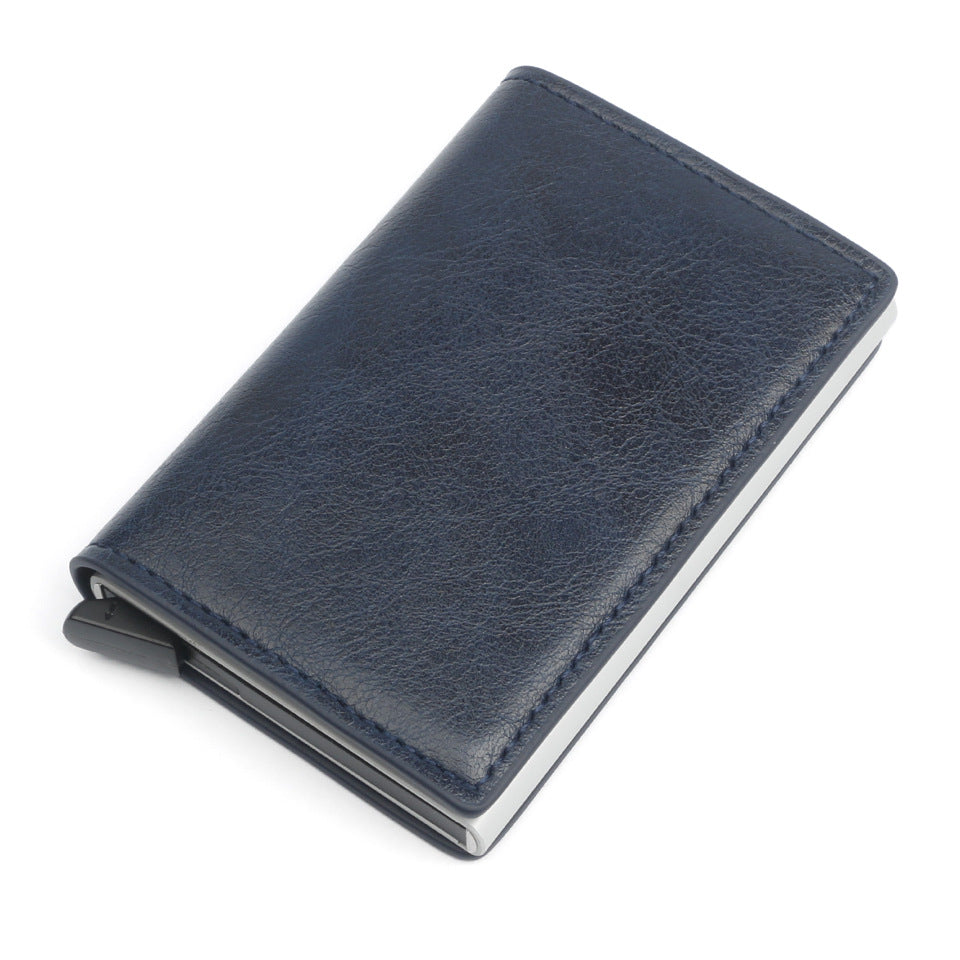 Male Metal Card Holder RFID Aluminium Alloy Credit Card Holder PU Leather Wallet Antitheft Automatic RFID Wallet