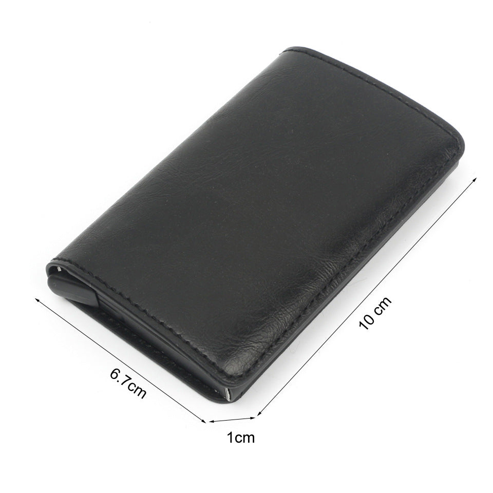 Male Metal Card Holder RFID Aluminium Alloy Credit Card Holder PU Leather Wallet Antitheft Automatic RFID Wallet